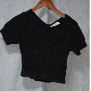 KnitZ for Love & Lemons Black Speckled Knit Crop Top M